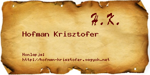 Hofman Krisztofer névjegykártya